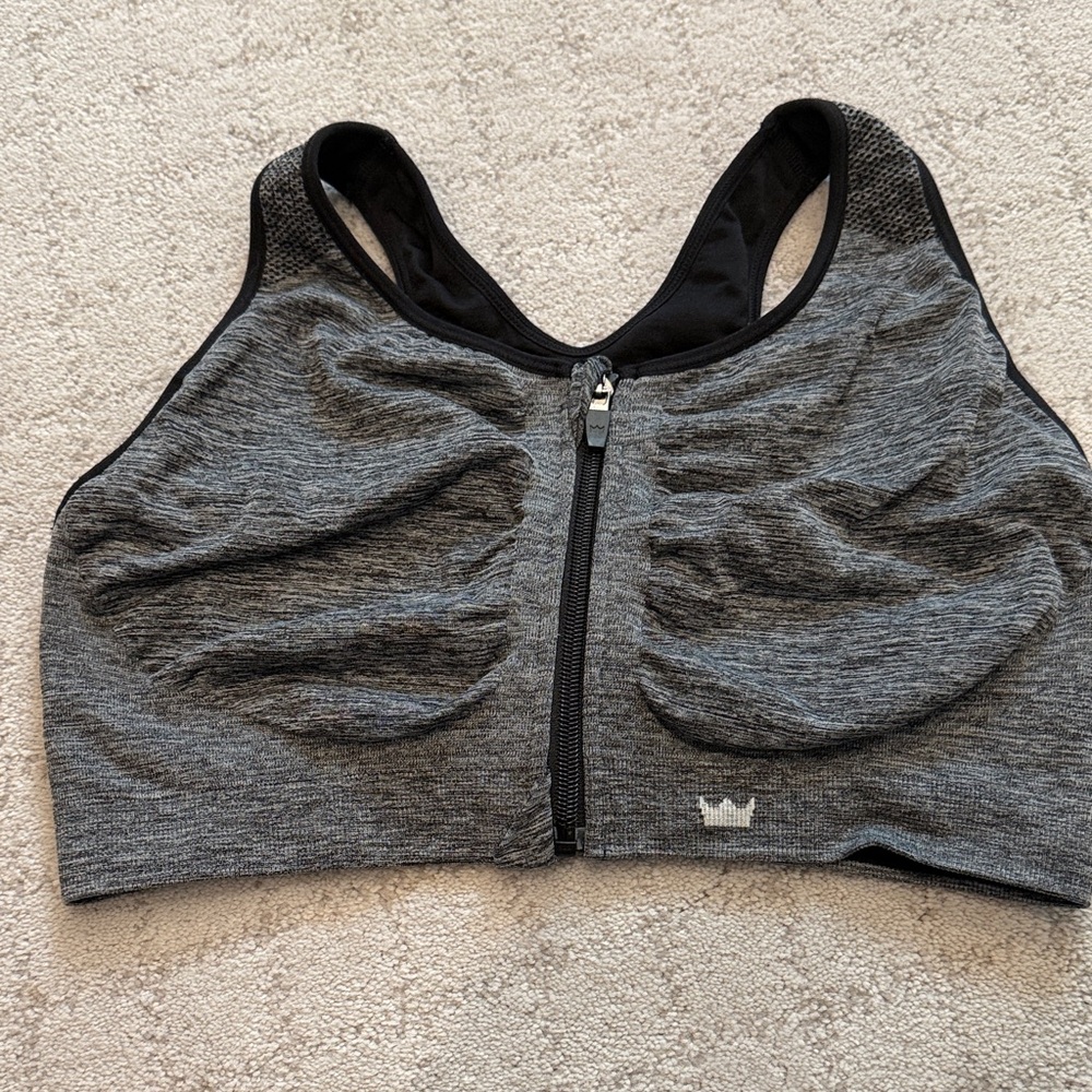 SHEFIT Gray Zip Front Sports Bra